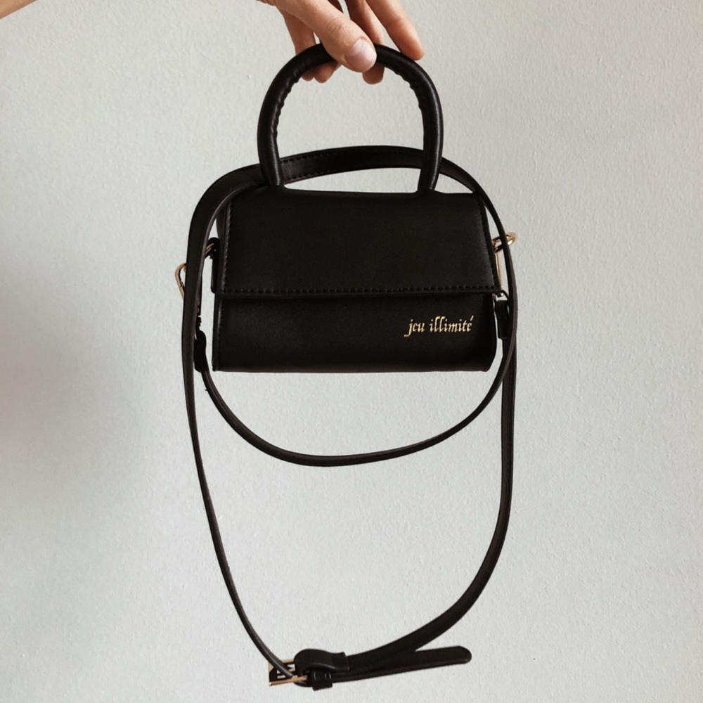 Black Mini Top Handle Crossbody Bag -